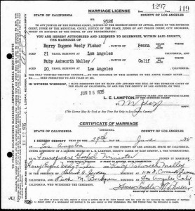 Aunt Ruby's Wedding Certificate, signed by Aimee Semple McPherson.